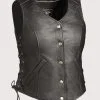 Biker Leather Vest with Side Laces