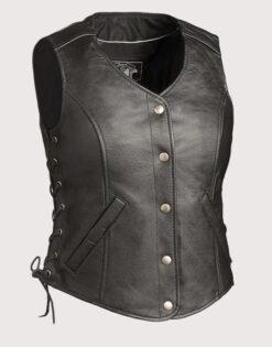Biker Leather Vest with Side Laces