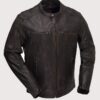Scooter Style – Men’s Leather Jacket – Banded Collar
