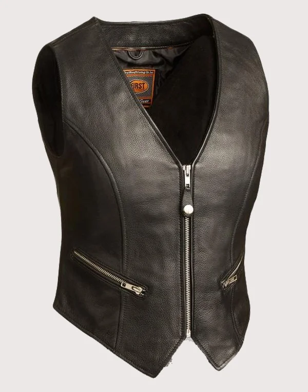 Women Soft Milled Motorcycle Leather Vest