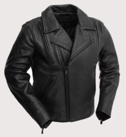 MC Rider - Men's Leather Motorcycle Jacket Black