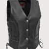 Womens Biker Leather Vest-Soft Milled Cowhide