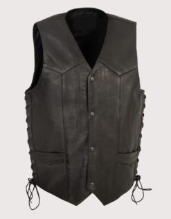 Western Leather Motorcycle Vest for Men