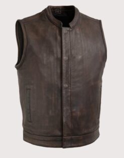 Men Club Style Leather Motorcycle Vest