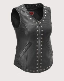 Womens biker Leather Vest
