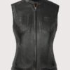Women Lambskin Vest with Mandarin Collar