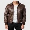 Aaron Brown Leather Bomber Jacket