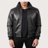 Air Rolf Black Bomber Jacket For Men