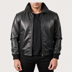 Air Rolf Black Bomber Jacket For Men