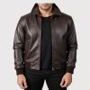 Air Rolf Mens Leather Bomber Jacket