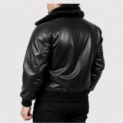 Airin G-1 Black Fur Leather Bomber Jacket