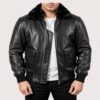 Airin G-1 Black Fur Leather Bomber Jacket