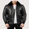Airin G-1 Black Fur Leather Bomber Jacket