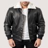 Airin G-1 White Fur Leather Bomber Jacket Mens