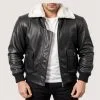 Airin G-1 White Fur Leather Bomber Jacket Mens