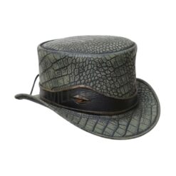 El Dorado Green Leather Top Hat With Eye Band | TH107C