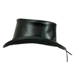 El Dorado Black Leather Top Hat Simple Band, TH112B
