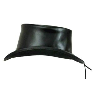 El Dorado Black Leather Top Hat Simple Band, TH112B