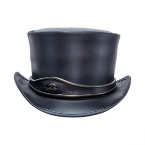 El Dorado Black Leather Top Hat With Eye Band, TH107A