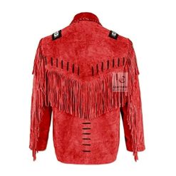 Glamorous Cowhide Suede Hunter Style Fringed Jacket Mens - MWJ1110