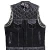 Men's stinger hunt club quilted white braided leather biker vest