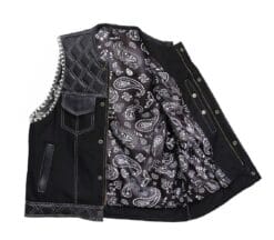 Alternative view of Men's Stinger Hunt Club Quilted White Braided Leather Biker Vest | MBV18