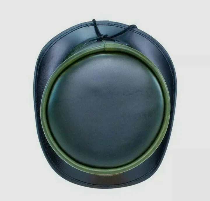 El Dorado Green Leather Top Hat With simple Band Voodoo Hatter, TH123
