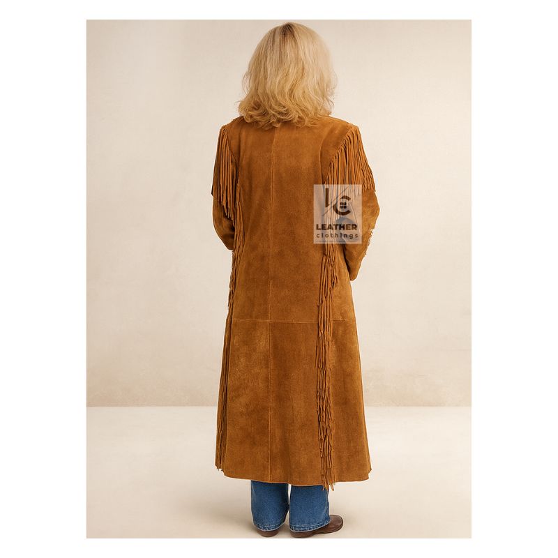 Ladies Long Leather Coat Stylish and Stunning LLC2