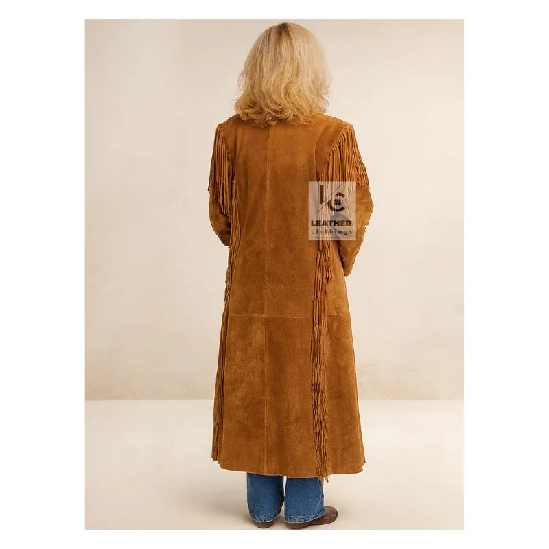 Ladies Long Leather Coat Stylish and Stunning LLC2