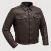Leather Biker Jacket Men - Point Collar