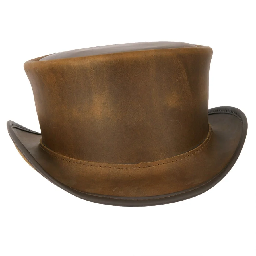 Marlow Burnt Honey Leather Top Hat – Vintage Victorian Style - Image 2
