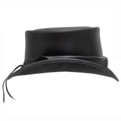 Alternative view of Marlow Black Leather Top Hat With White Pearled Collar Band | THC1