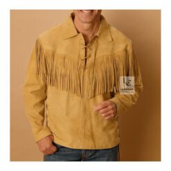Men Brown Western Shirt With Fringes & Point Collar - MBSS1