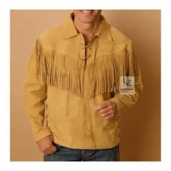 Men Brown Western Shirt With Fringes & Point Collar - MBSS1