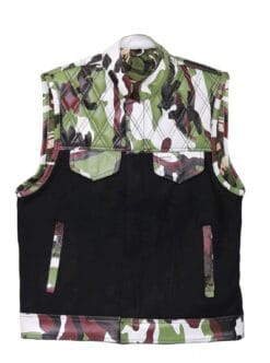 Men Camouflage Leather Club Vest for SOA Biker
