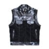 F1 rider club vest with blue camo and braided leather