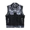 F1 rider club vest with blue camo and braided leather