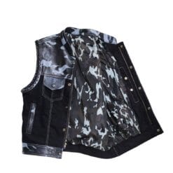 Alternative view of F1 Rider Club Vest With Blue Camo And Braided Leather | MBV7
