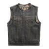 Men's black hunt club son of anarchy gold stitched motorcycle leather vest