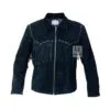 Men's Black Suede Fringe Cowboy Jacket with Straight Bar Lacing