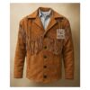 Men’s Western suede jacket with flowing fringes in Native‑style design