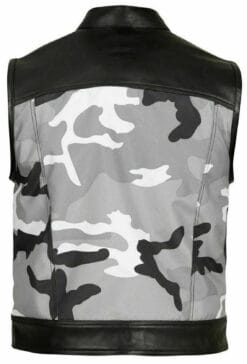 Alternative view of Stinger Biker Hunt Club Motorcycle Leather Vest Camo Black