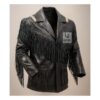 Native Style Leather Jacket MLJ29 | black western fringe leather jacket