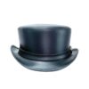 Black Leather Bromley Top Hat With Carriage Band