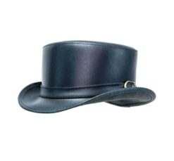 Black Leather Bromley Top Hat With Carriage Band