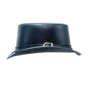 Black Leather Bromley Top Hat With Carriage Band