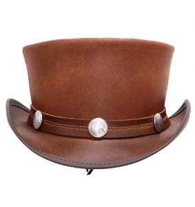 El Dorado Brown Leather Top Hat Buffalo With Nickel Band