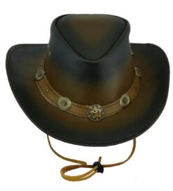 Western Cowboy Leather Hat Aussie Outback Concho Band, CBH9