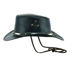 Black Leather Cowboy Hat Aussie Outback Australian Style, CBH5