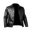Sheep Leather Jacket Coat Black Color